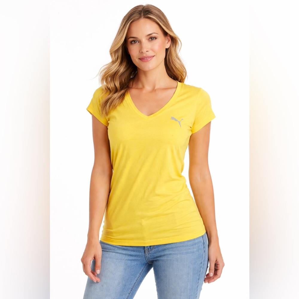 Ferrari V neck tee womens Puma Ferrari vibrant yellow nwt